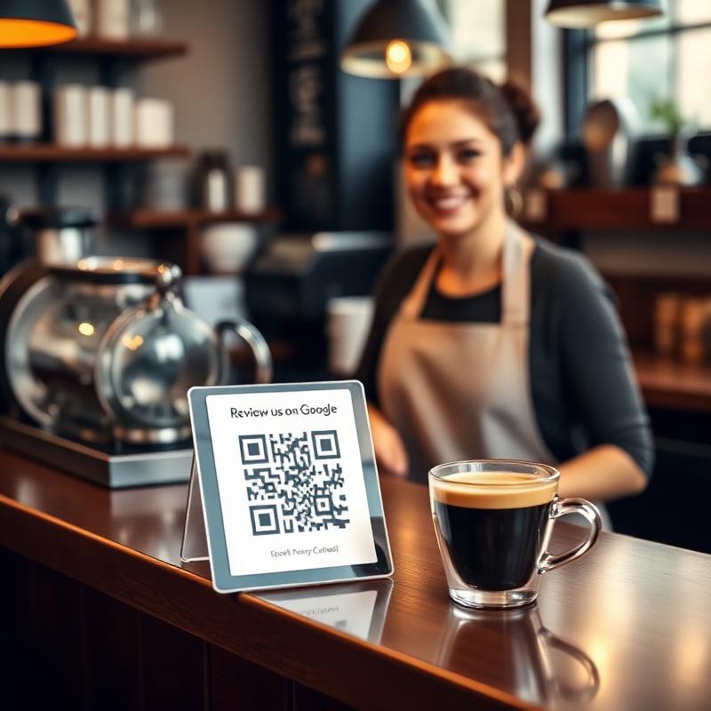 REVIEWU stand in use at cafés